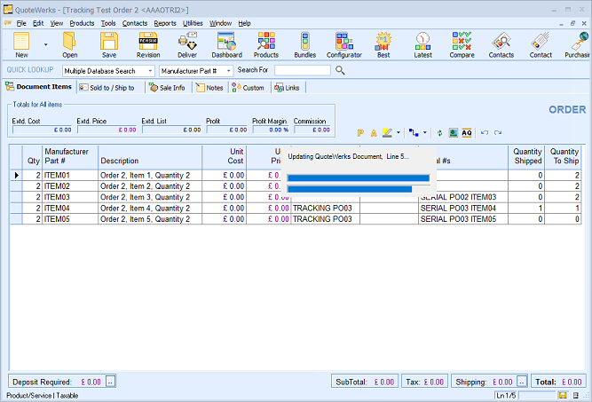 QuoteWerks Purchase Order Tracking Updating Document