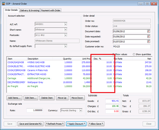 Sage 200 Sales Order Discount utility