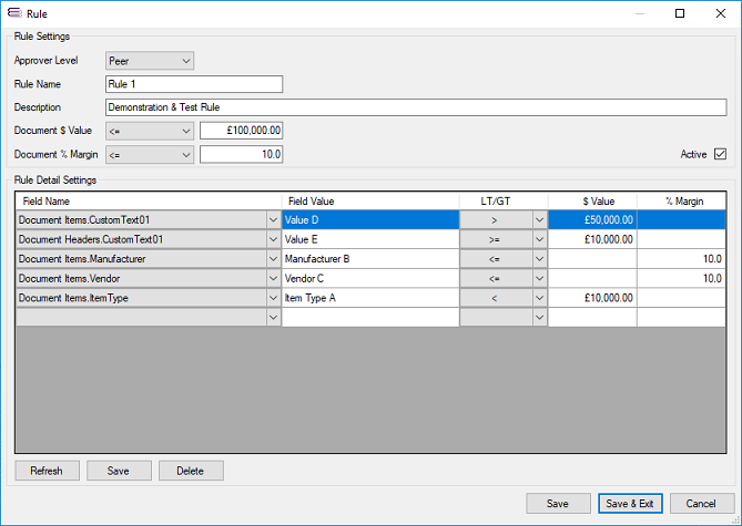 QuoteWerks Approvals Example Rule