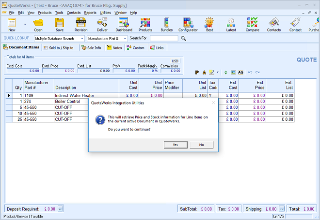 QuoteWerks DDI System integration (Before)