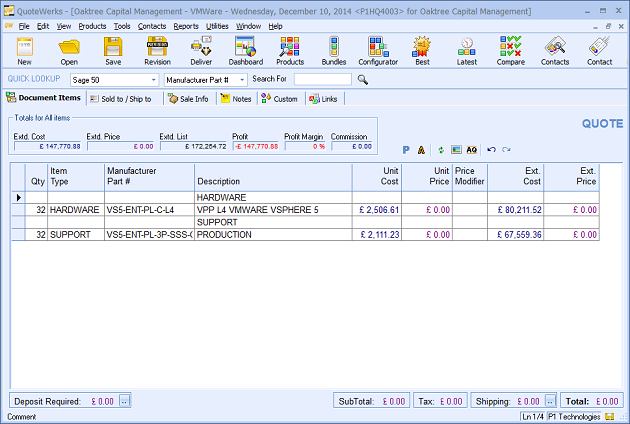 QuoteWerks Line Item Sort utility (after)