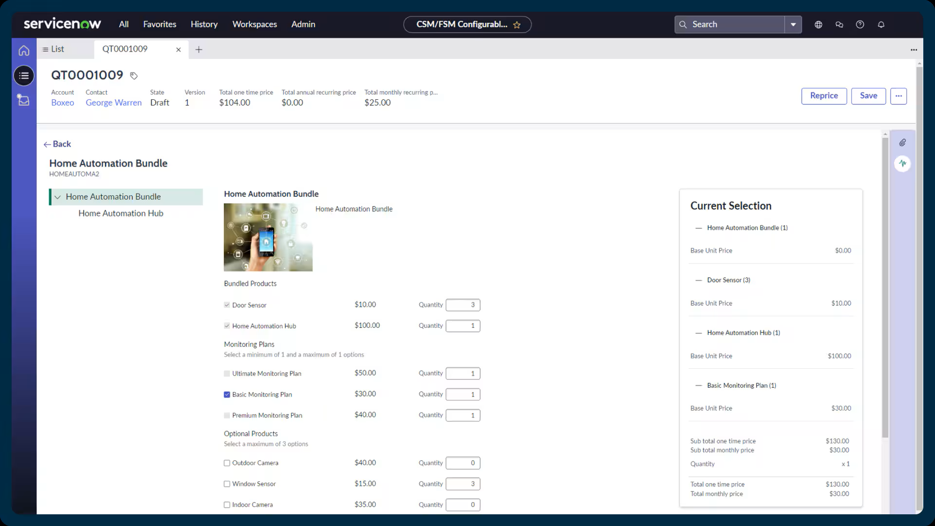 ServiceNow Sales Order ServiceNow Sales Order